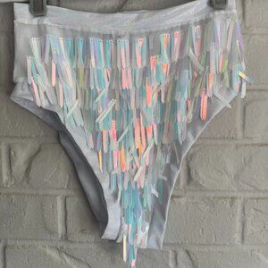 LOMA Iridescent Fringe High-Waisted Rave / Festival Bottoms - Size S